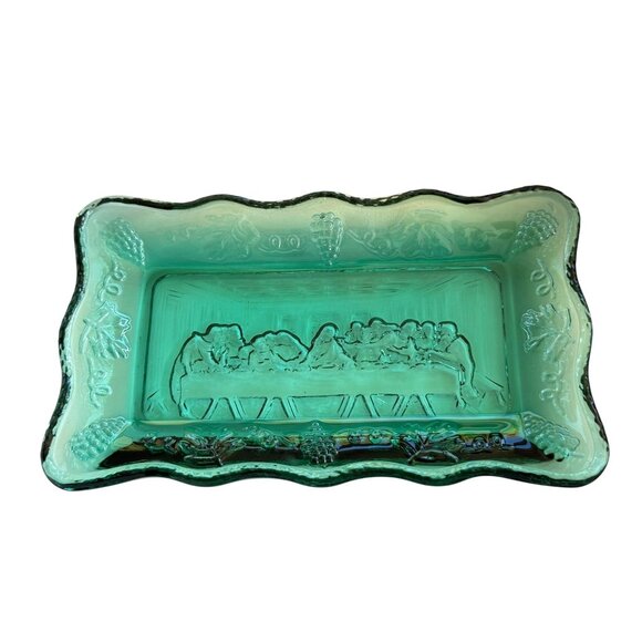 Vintage Tiara by Indiana Glass Mini Last Supper Butter Dish Plate - Picture 11 of 13